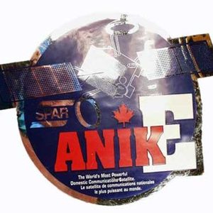 ANIK-E SATELLITE LAUNCH 1986 STICKER, SPAR AEROSPACE CANADA METALLIC FULL COLOUR
